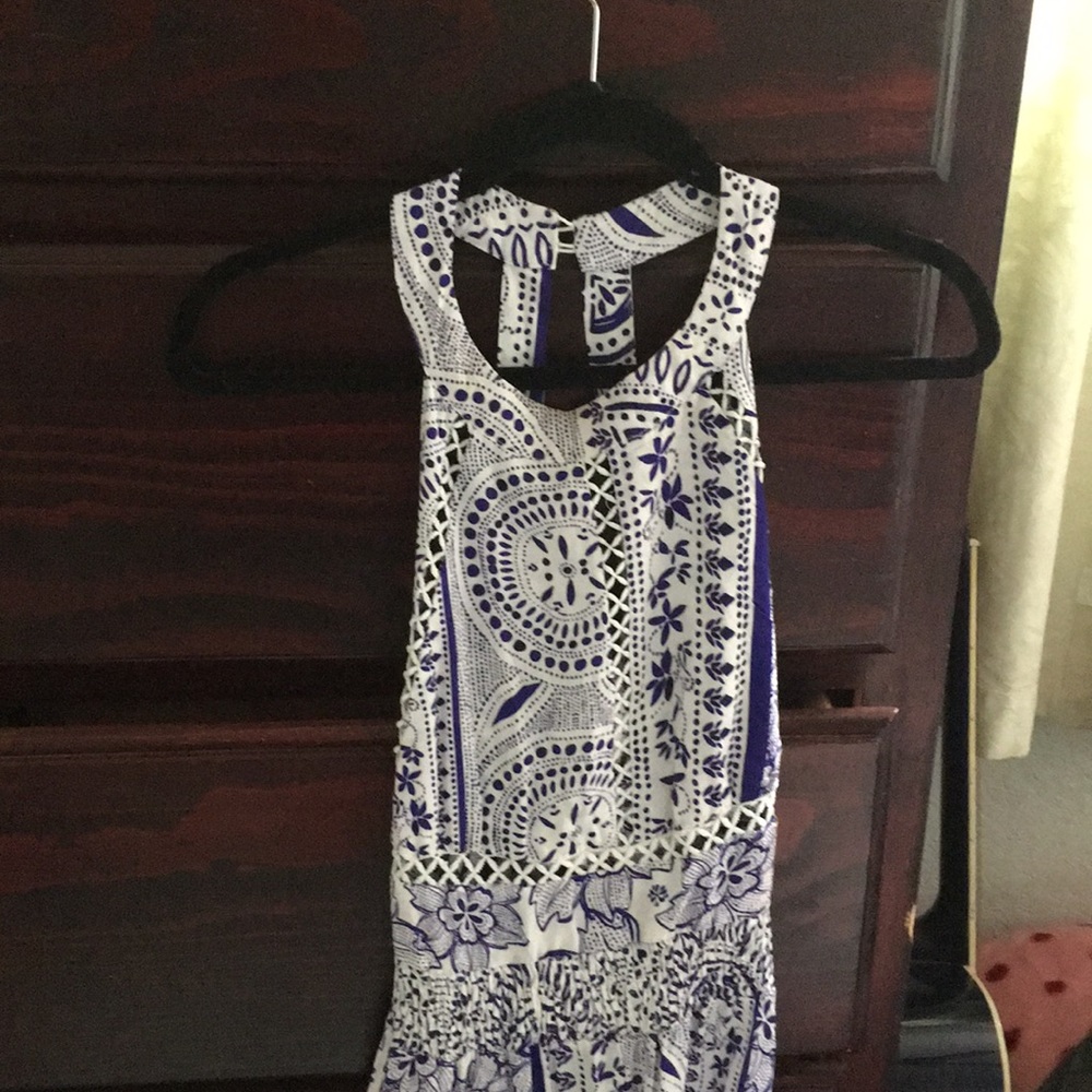 Lengthy, blue floral dress